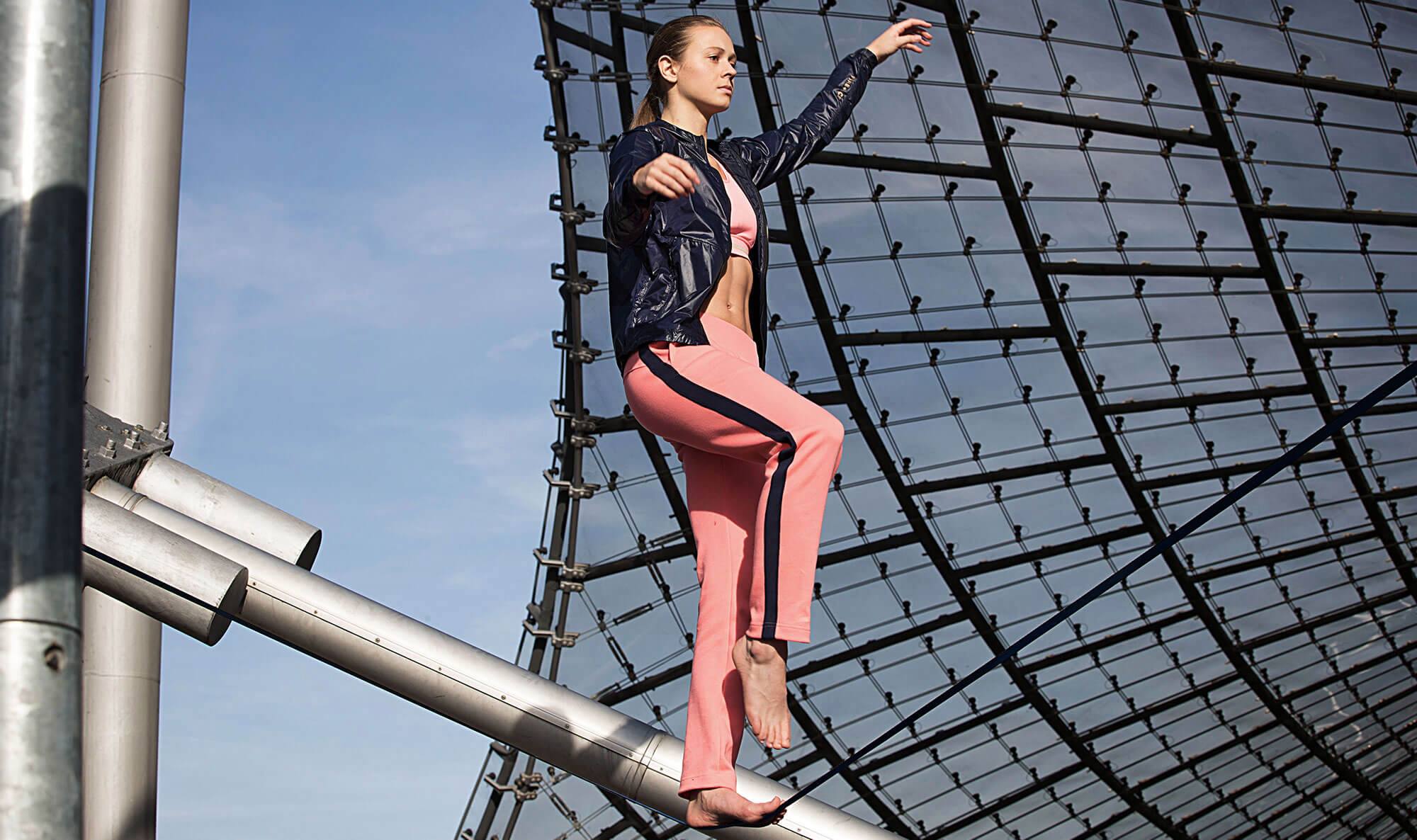 Maggie's slackline shooting for BOGNER