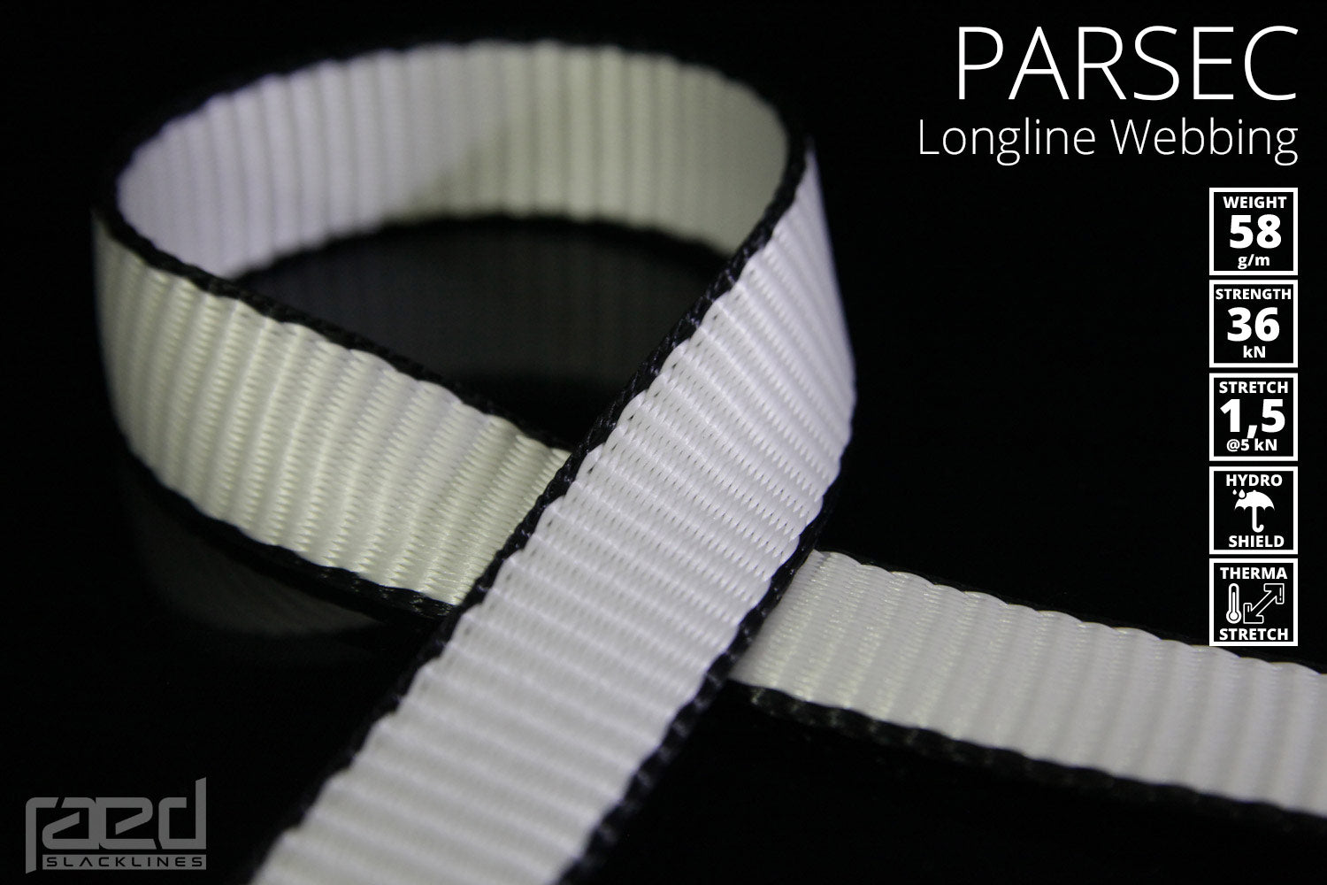 Parsec 25mm polyester longline webbing - highline backup webbing